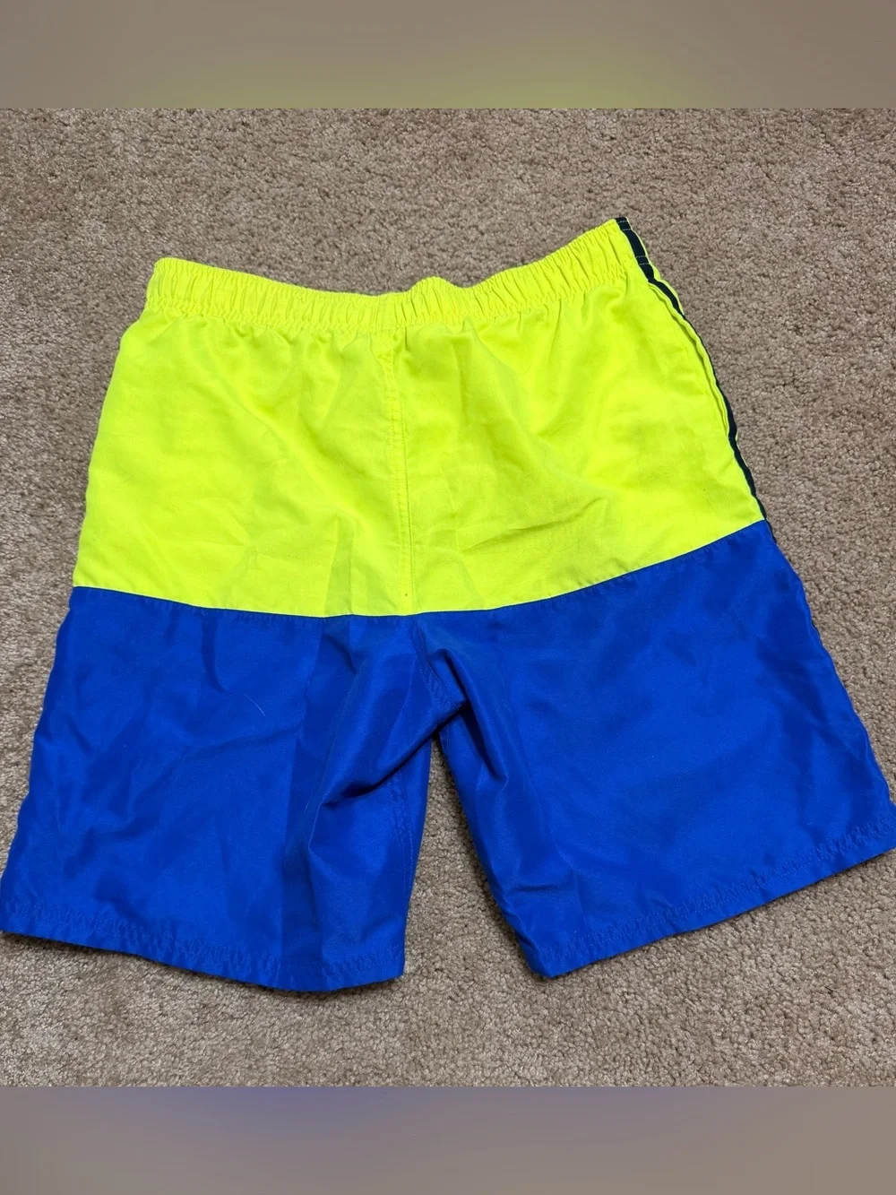 Nike Youth Boys’ Neon Yellow and Blue Colorblock Athletic Swim Trunk Shorts
